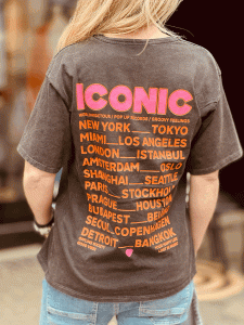 Cooles T-Shirt mit Front- und Rückenprint "ICONIC" Kann von Größe 36-42 getragen werden, Anthrazit