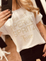 Preview: HERZALLERLIEBST - Shirt mit Strass "APEROL SPRITZ TOUR" kann von Größe 36-44 getragen werden, Weiß-Gold