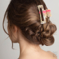 Preview: HERZALLERLIEBST - Haarklammer "Stripes" 8 cm, Beige-Neonpink