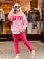 Preview: HERZALLERLIEBST - Pullover "HEY!" kann von Größe 34-42 getragen werden, Pink-Rot