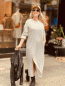 Preview: HERZALLERLIEBST - Gestreiftes Langes Kleid "VIOLA" kann von Größe 36-42 getragen werden, Beige-Weiß