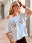Preview: Shirt mit Strass "HALLÖCHEN APERÖLCHEN" kann von Größe 36-44 getragen werden, Weiß-Schwarz