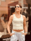 Preview: HERZALLERLIEBST - Kurzes Stricktop "BINE" kann von Größe 34,40 getragen wwerden, Beige-Weiß