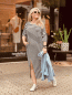 Preview: HERZALLERLIEBST - Gestreiftes Langes Kleid "VIOLA" kann von Größe 36-42 getragen werden, Marineblau-Weiß