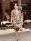 Preview: HERZALLERLIEBST - Wundervolles Kleid mit Rüschenkragen "LIA" kann von Größe 36-42 getragen werden, Schwarz-Braun-Leo