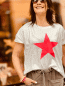 Preview: HERZALLERLIEBST - Lieblingsshirt "STERN" kann von Größe 36-42 getrgen werden, Weiß-Neonpink