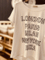 Preview: Herzallerliebst - T-Shirt "LONDON, PARIS, MILANO, NEW YORK, IBIZA" kann von Größe 36-44 getragen werden, Weiß-Schwarz