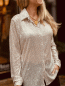 Preview: Transparente Pailetten Hemdbluse "NOVA" kann von Größe, 34-42 getragen werden, Beige
