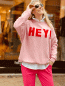 Preview: HERZALLERLIEBST - Pullover "HEY!" kann von Größe 34-42 getragen werden, Pink-Rot
