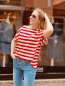 Preview: HERZALLERLIEBST - Kurzarm Shirt "STELLA" kann von Größe 36-42 getragen werden, Rot