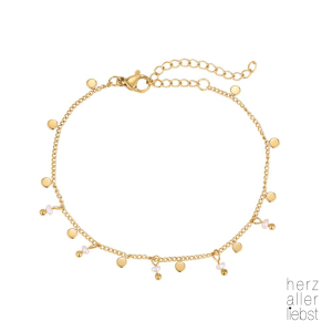 HERZALLERLIEBST - Edelstahl Armband "Pearls And Plates" Gold