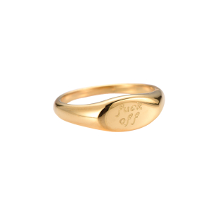 Edelstahl Ring "F**K OFF" Gold