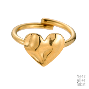 HERZALLELRIEBST - Edelstahl Ring "HEART" Gold