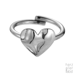 HERZALLELRIEBST - Edelstahl Ring "HEART" Silber