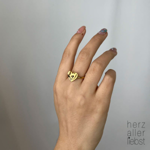 HERZALLELRIEBST - Edelstahl Ring "HEART" Gold