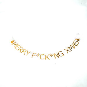 Girlande "Merry F*ck*ng Xmas Slinger" 160 cm - Gold