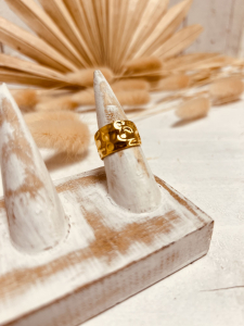 Edelstahl Ring in Hammerschlag-Optik  "MERLE" Gold