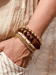 Cooles Armband aus Holzperlen mit tollem Anhänger "BUDDHA" Brauntöne