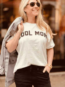 HERZALLERLIEBST - Statement Shirt "COOL MOM" kann von Größe 36-42 getragen werden, Weiß-Schwarz