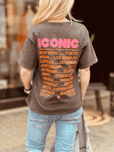 Cooles T-Shirt mit Front- und Rückenprint "ICONIC" Kann von Größe 36-42 getragen werden, Anthrazit