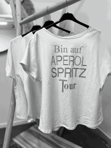 HERZALLERLIEBST - Shirt mit Strass "APEROL SPRITZ TOUR" kann von Größe 36-44 getragen werden, veschiedene Farben