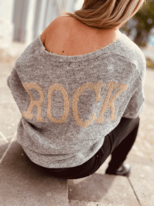 Strickjacke "ROCK" kann von Größe 36-42 getragen werden, Grau-Lurexgold