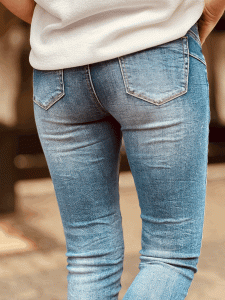 HERZALLERLIEBST - Skinny-Jeans "PAUL" mit Reißverschluss und Knopfleiste, in den Größen XS-XL wählbar, Denim