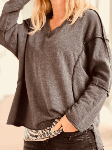 Lässiger Sweater "NICO" kann von Größe 36-42 getragen werden, Anthrazit
