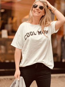 HERZALLERLIEBST - Statement Shirt "COOL MOM" kann von Größe 36-42 getragen werden, Anthrazit