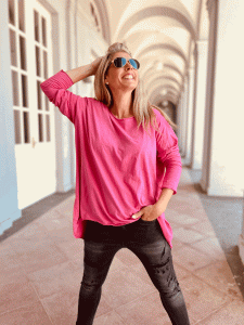 Oversize Longshirt "Bea" kann in Größe 36-46 getragen werden,  Pink