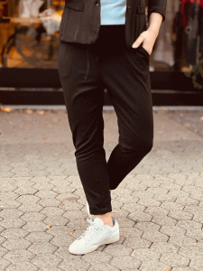 Anzughose im Jogger-Style mit Nadelstreifen von Herzallerliebst "KARL" Schwarz