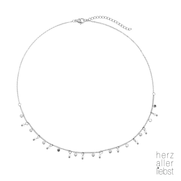 HERZALLERLIEBST - Edelstahl Kette "Pearls And Plates" Silber