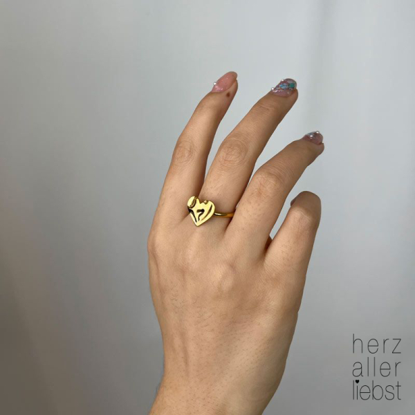 HERZALLELRIEBST - Edelstahl Ring "HEART" Silber