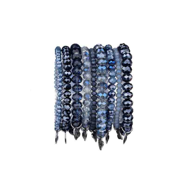 Set aus elastische Facetten-Armbänder "Pottpourie" Blautöne