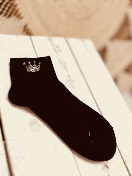 Herzallerliebst Sneaker Socken "KRONE" Einheitsgröße 36-41, Schwarz