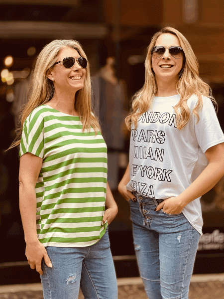 HERZALLERLIEBST - Kurzarm Shirt "STELLA" kann von Größe 36-42 getragen werden, Grün