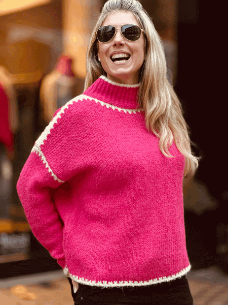 Oversize Pullover "IRINA" kann von Größe 36-44 getragen werden, Pink