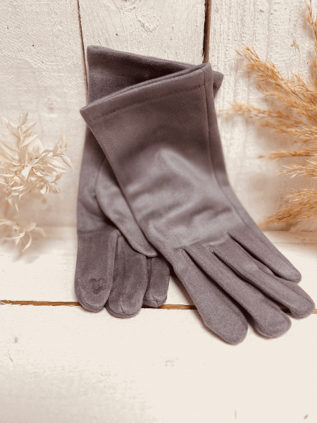 Handschuhe "LILLY" in Wildlederoptik, Grau