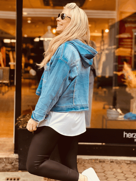 HERZALLERLIEBST - Jeansjacke mit Kapuze "TRICA" in den Größen S-XL wählbar, Denim