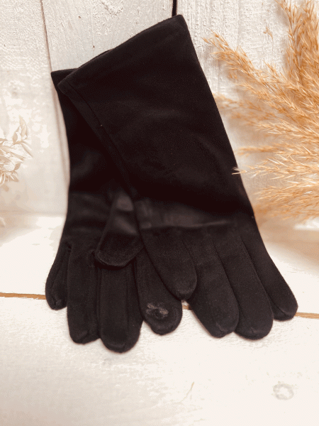 Handschuhe "LILLY" in Wildlederoptik, Schwarz