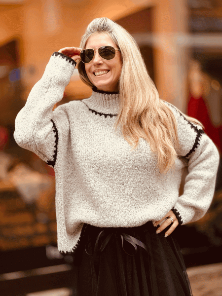Oversize Pullover "IRINA" kann von Größe 36-44 getragen werden, Grau