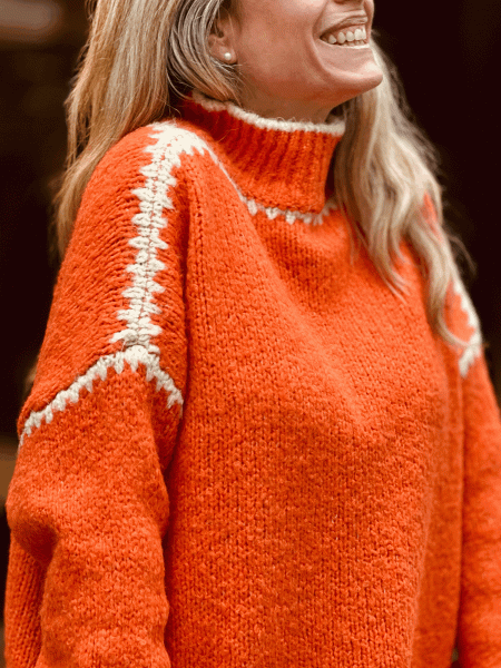 Oversize Pullover "IRINA" kann von Größe 36-44 getragen werden, Orange