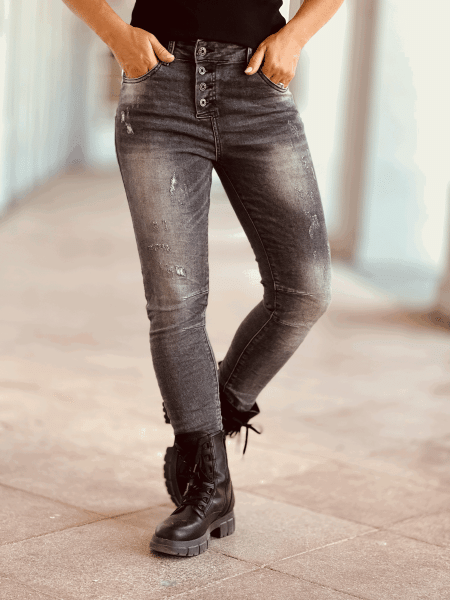 HERZALLERLIEBST - Jeans "ALEX" in den Größen XS-XL wählbar, Stonewashed grey