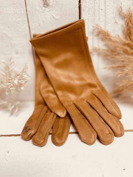 Handschuhe "LILLY" in Wildlederoptik, Karamell