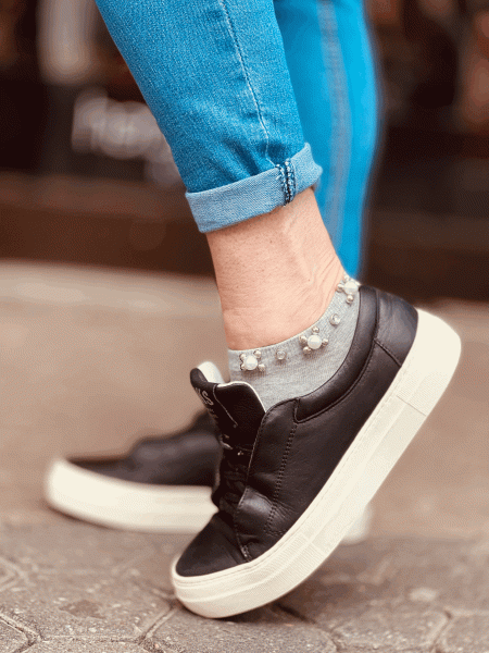 HERZALLERLIEBST - Sneaker Socken "STRASSREGEN" Einheitsgröße 36-41, Grau