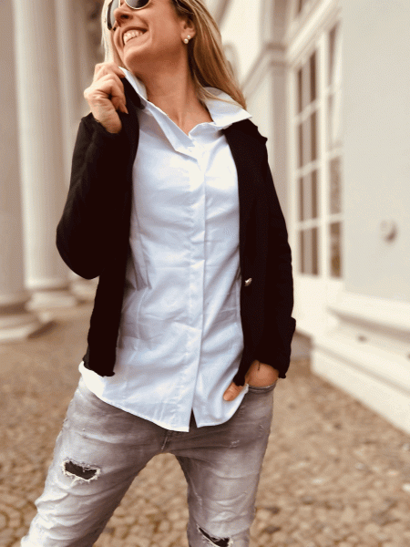Taillierte Bluse "LOFT" in Größen XS-XXL verfügbar, Weiß