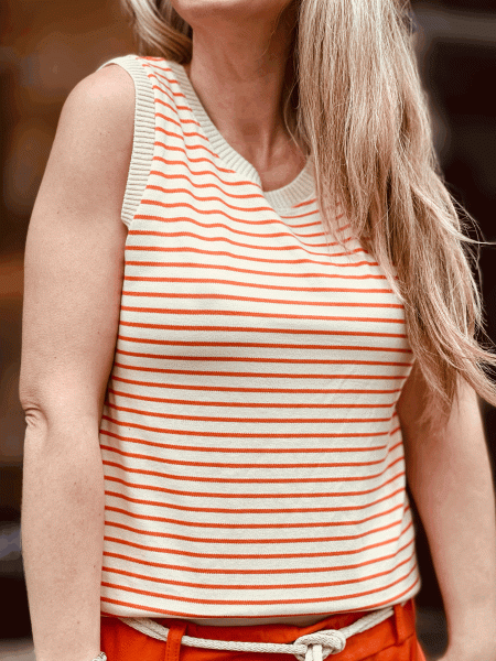 HERZALLERLIEBST - Gestreifters Top "ALICE" kann von Größe 34-40 getragen werden, Beige-Orange