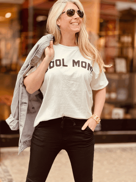 HERZALLERLIEBST - Statement Shirt "COOL MOM" kann von Größe 36-42 getragen werden, Anthrazit