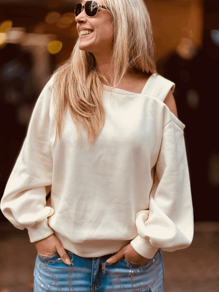 Herzallerliebst Sweater "KATRIN" kann von Größe 36-42 getragen werden, Creme